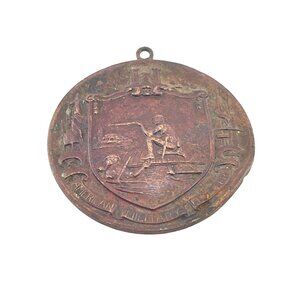 Antique American Military Engineers Medallion Circa 1920 Bronze Handmade Found A